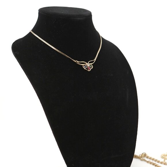 Vintage Attwood & Sawyer A&S 22ct Gold Plated Swarovski Crystal Pendant Necklace - Picture 8 of 11